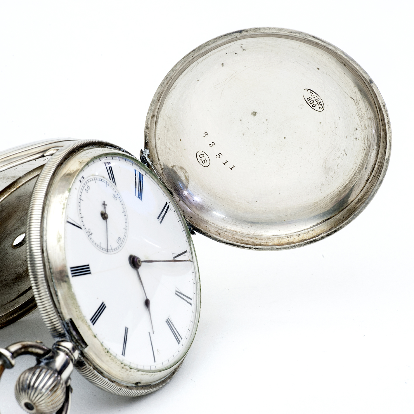 U. PERRET. Reloj suizo de bolsillo, saboneta. Plata. Suiza, ca. 1880. U. PERRET. Reloj suizo de bolsillo, saboneta. Plata. Suiza, ca. 1880.