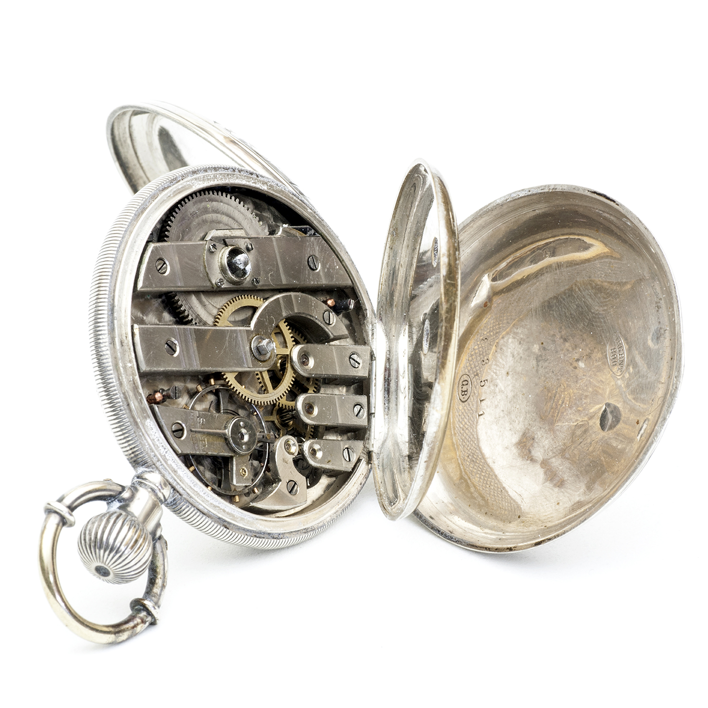 U. PERRET. Reloj suizo de bolsillo, saboneta. Plata. Suiza, ca. 1880. U. PERRET. Reloj suizo de bolsillo, saboneta. Plata. Suiza, ca. 1880.