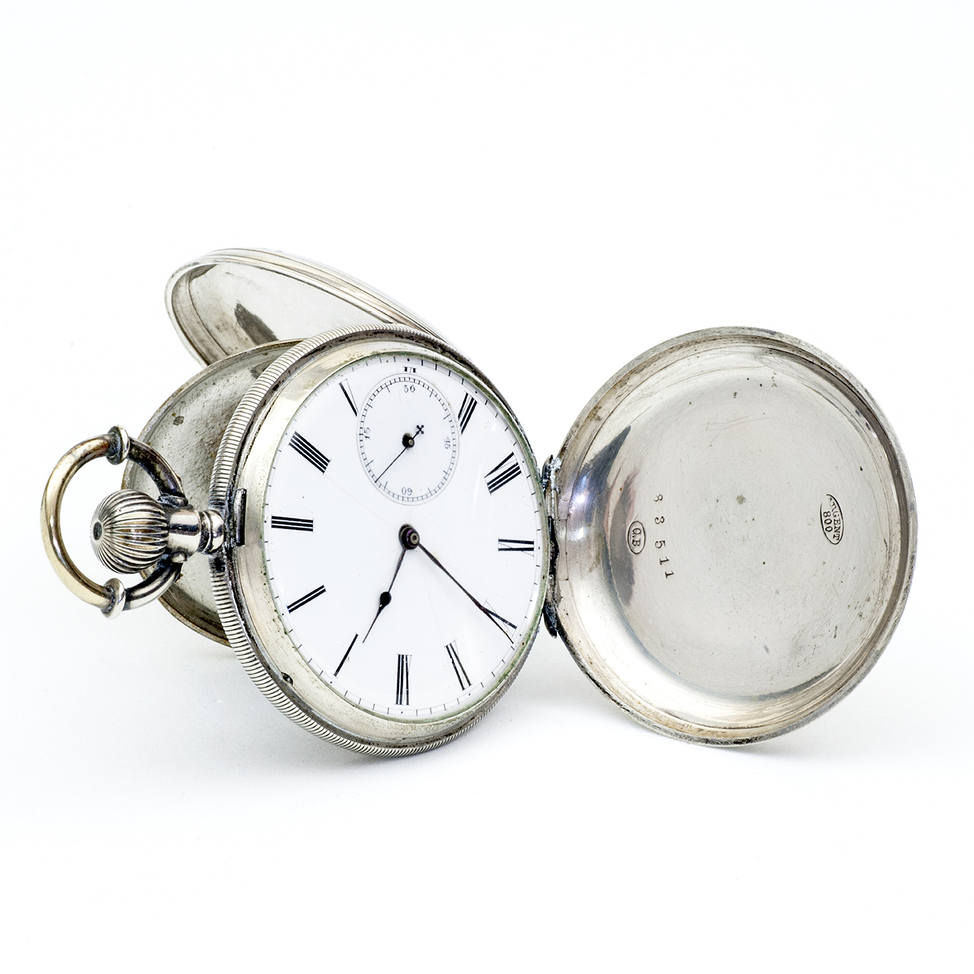 U. PERRET. Reloj suizo de bolsillo, saboneta. Plata. Suiza, ca. 1880. U. PERRET. Reloj suizo de bolsillo, saboneta. Plata. Suiza, ca. 1880.