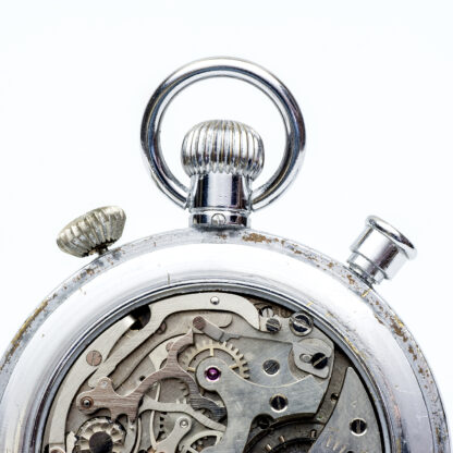 VESUVA. Schweizerisch-russisches Taschenchronometer, Lepine, Remontoir, Doppel-Rattrapante. ca. 1950.