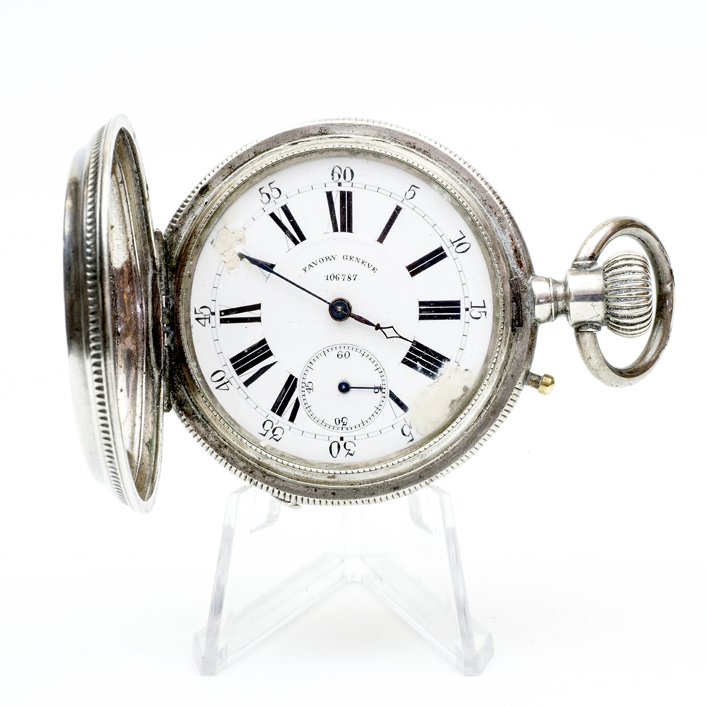 FAVORY GENEVE. Reloj suizo de bolsillo, saboneta. Plata. Suiza, ca. 1880. FAVORY GENEVE. Reloj suizo de bolsillo, saboneta. Plata. Suiza, ca. 1880.
