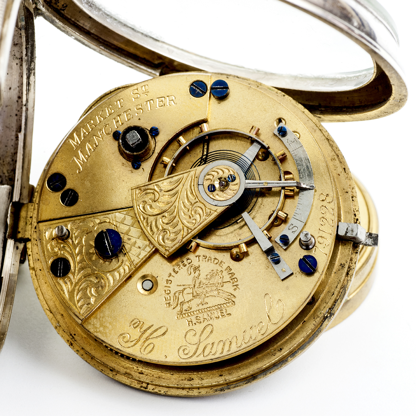 H. SAMUEL MANCHESTER. Reloj de bolsillo, lepine. Half Fusee (Semicatalino). Plata. Chester, 1906. H. SAMUEL MANCHESTER. Reloj de bolsillo, lepine. Half Fusee (Semicatalino). Plata. Chester, 1906.