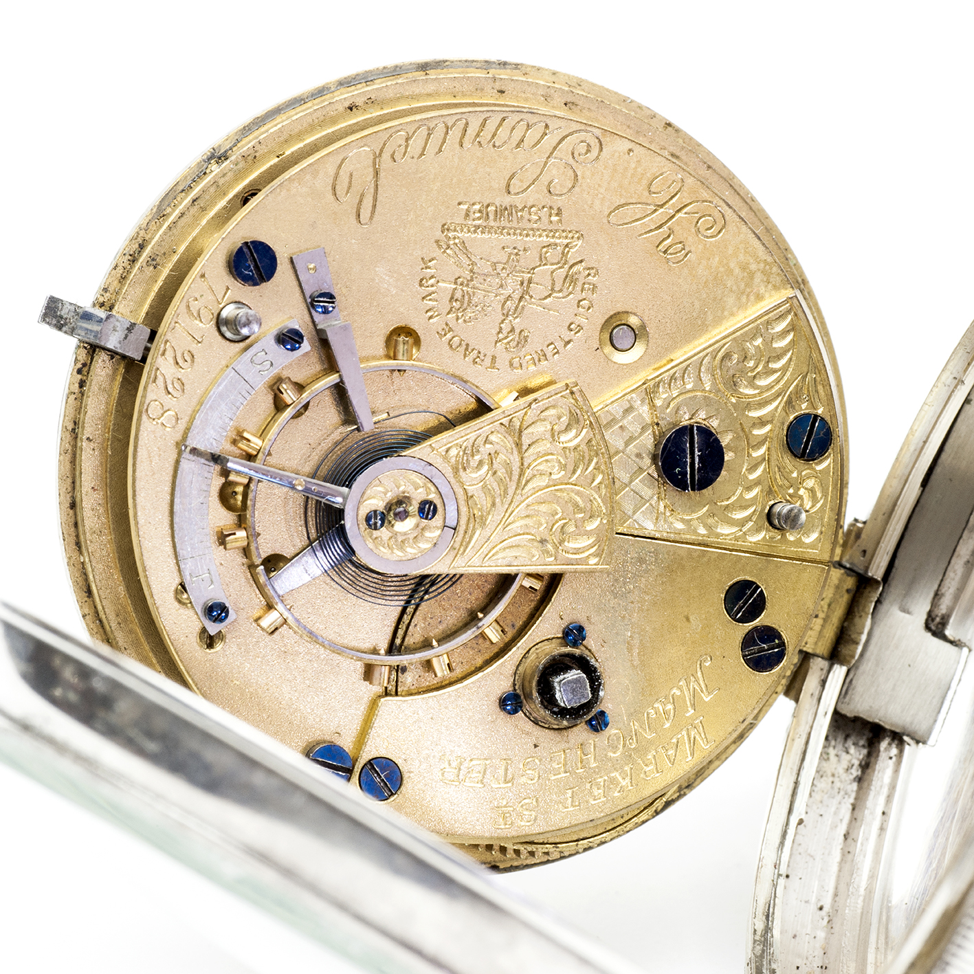 H. SAMUEL MANCHESTER. Reloj de bolsillo, lepine. Half Fusee (Semicatalino). Plata. Chester, 1906. H. SAMUEL MANCHESTER. Reloj de bolsillo, lepine. Half Fusee (Semicatalino). Plata. Chester, 1906.