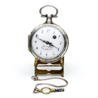 HENNEQUIN. Reloj francés de bolsillo lepine, Verge Fusee (Catalino). Plata. París, ca. 1815.