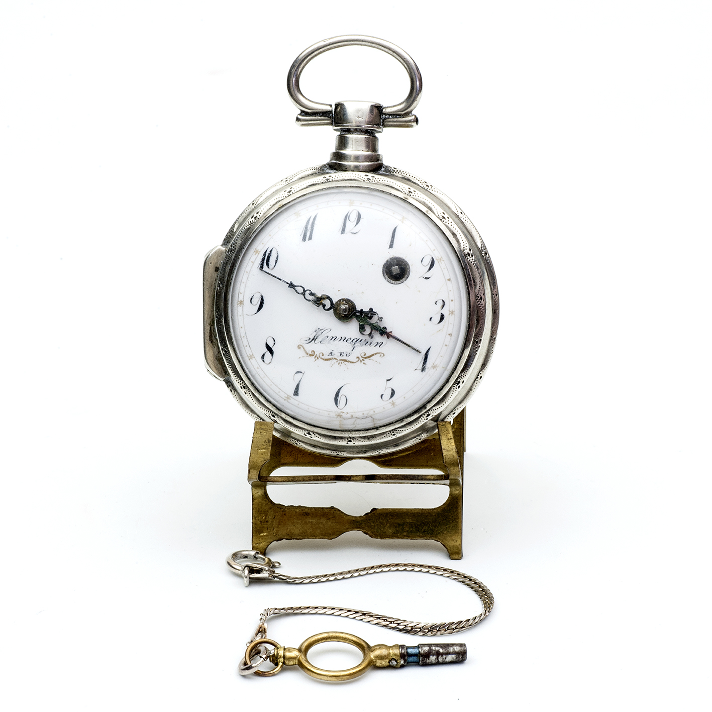HENNEQUIN. Reloj francés de bolsillo lepine, Verge Fusee (Catalino). Plata. París, ca. 1815. HENNEQUIN. Reloj francés de bolsillo lepine, Verge Fusee (Catalino). Plata. París, ca. 1815.