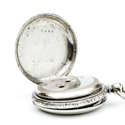PAUL JEANNOT, Geneve. Reloj suizo de bolsillo, saboneta. Plata. Suiza, ca. 1890.