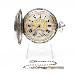 PAUL JEANNOT, Geneve. Reloj suizo de bolsillo, saboneta. Plata. Suiza, ca. 1890.