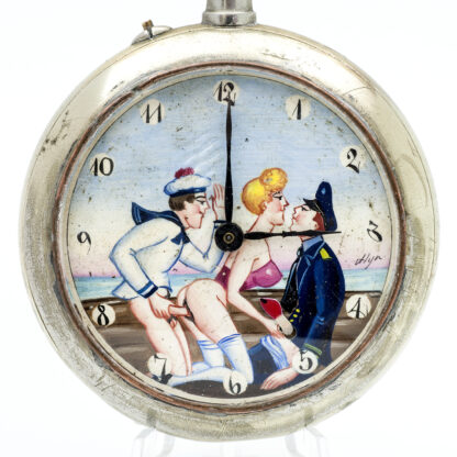Erotic pocket watch. AUTOMATON. Lepine and Remontoir. Big size. Switzerland, ca. 1880