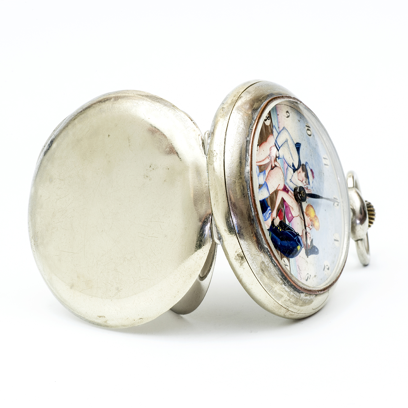 Reloj erótico de bolsillo. AUTOMATÓN. Lepine y Remontoir. Gran Tamaño. Suiza, ca. 1880 Reloj erótico de bolsillo. AUTOMATÓN. Lepine y Remontoir. Gran Tamaño. Suiza, ca. 1880