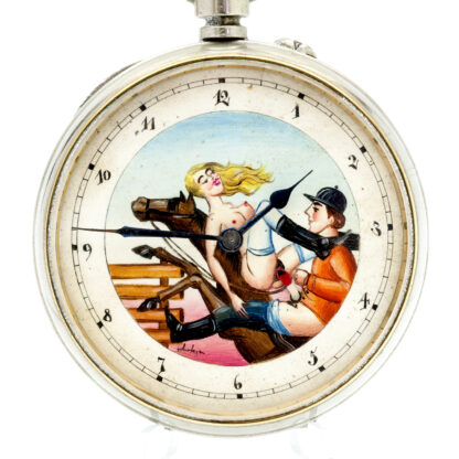 French erotic pocket watch. AUTOMATON. Lepine and Remontoir. Big size. France, ca. 1900