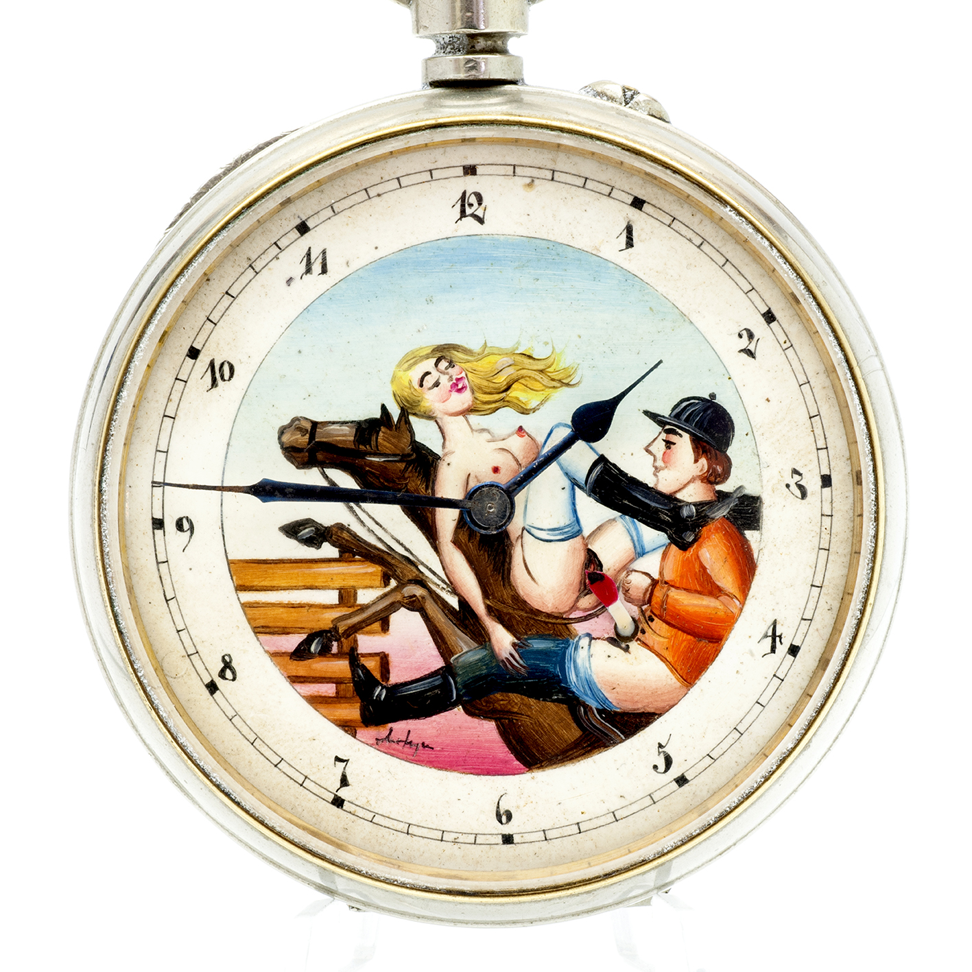 Reloj Francés erótico de bolsillo. AUTOMATÓN. Lepine y Remontoir. Gran Tamaño. Francia, ca. 1900 Reloj Francés erótico de bolsillo. AUTOMATÓN. Lepine y Remontoir. Gran Tamaño. Francia, ca. 1900