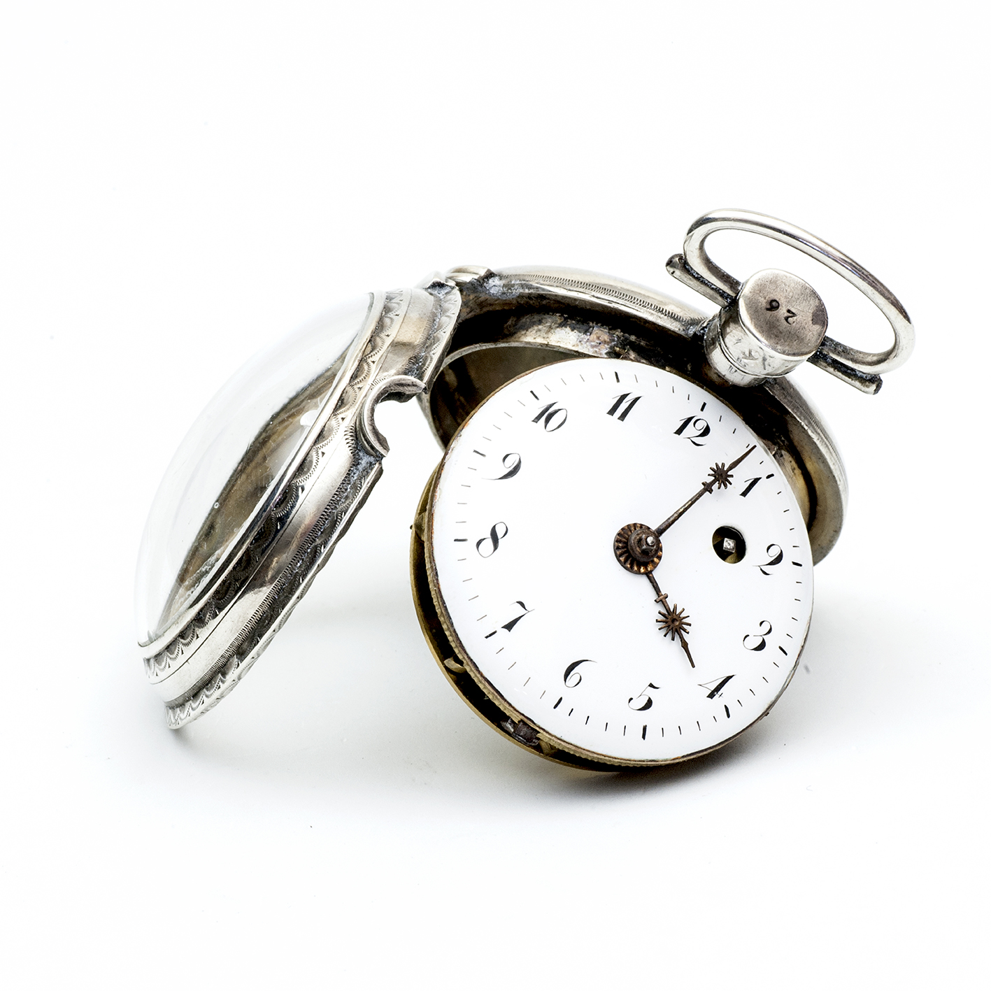Reloj Inglés de bolsillo lepine, Verge Fusee (catalino). Plata. Inglaterra, ca. 1790. Reloj Inglés de bolsillo lepine, Verge Fusee (catalino). Plata. Inglaterra, ca. 1790.