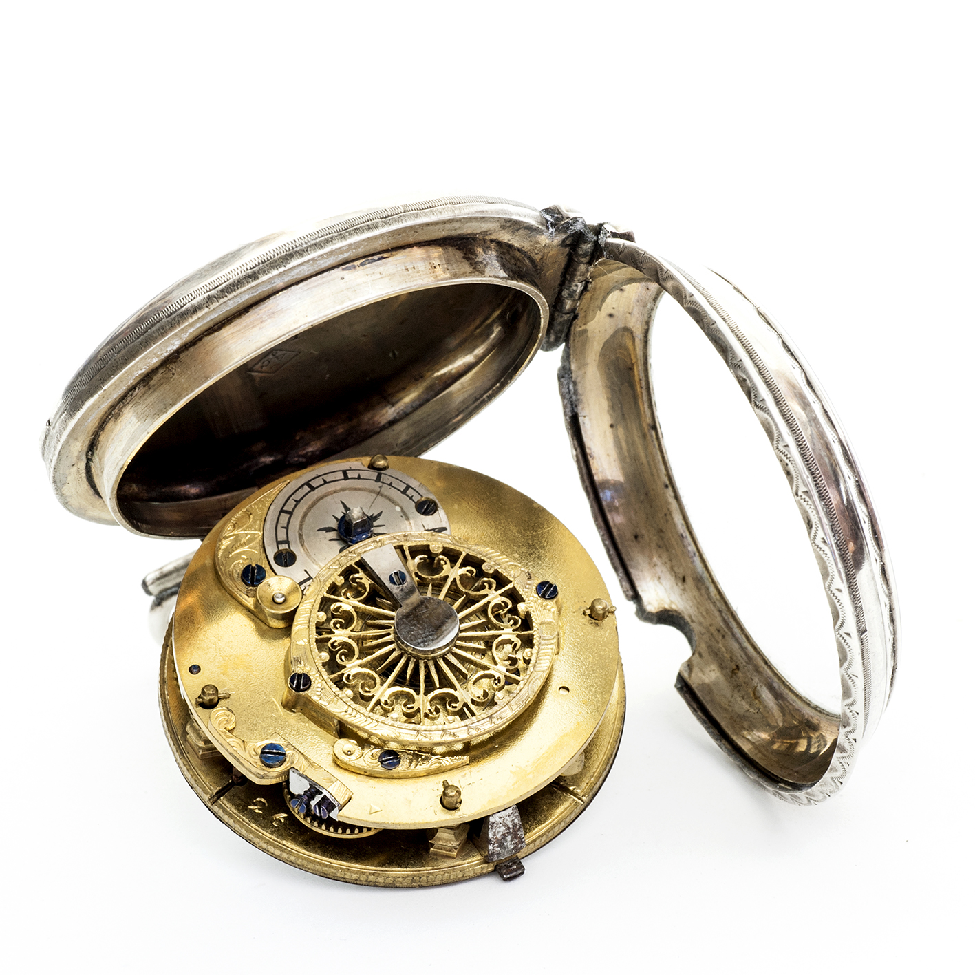 Reloj Inglés de bolsillo lepine, Verge Fusee (catalino). Plata. Inglaterra, ca. 1790. Reloj Inglés de bolsillo lepine, Verge Fusee (catalino). Plata. Inglaterra, ca. 1790.