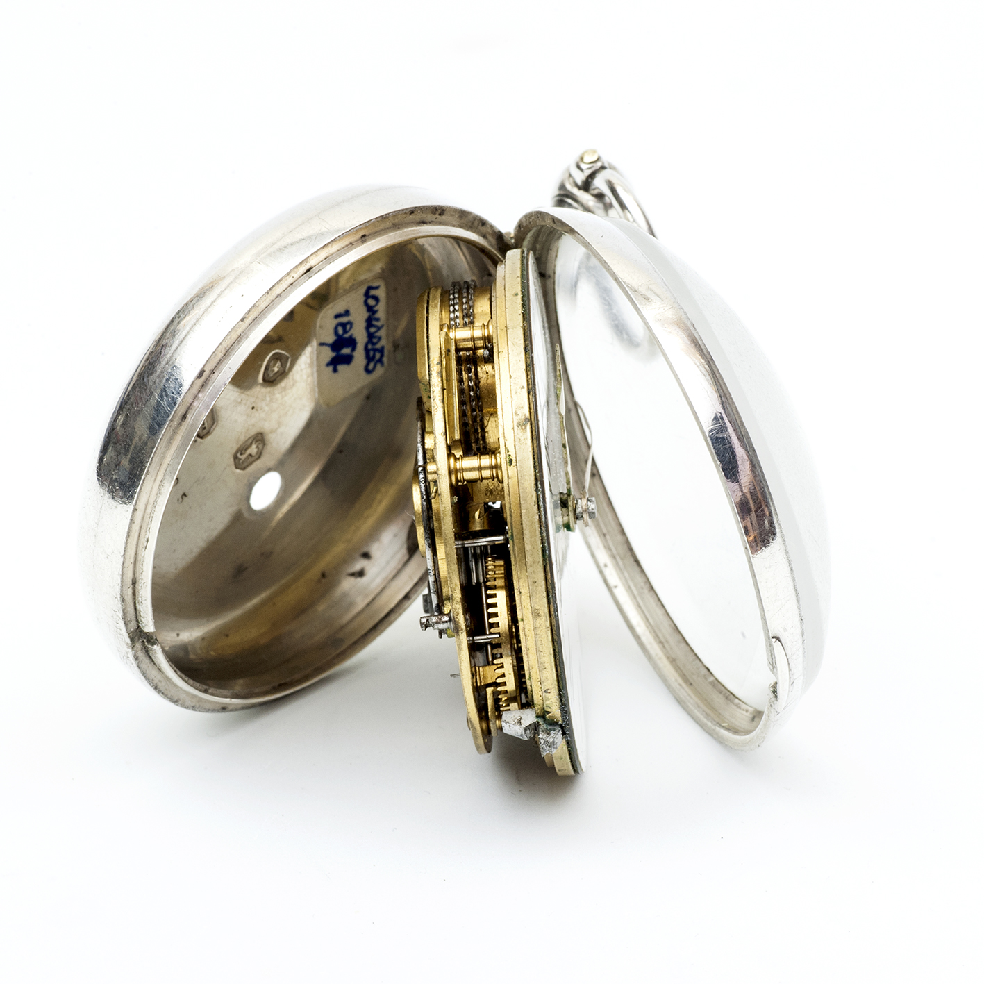 Reloj Inglés de bolsillo lepine, Verge Fusee (Catalino). Plata. Londres, año 1861. Reloj Inglés de bolsillo lepine, Verge Fusee (Catalino). Plata. Londres, año 1861.