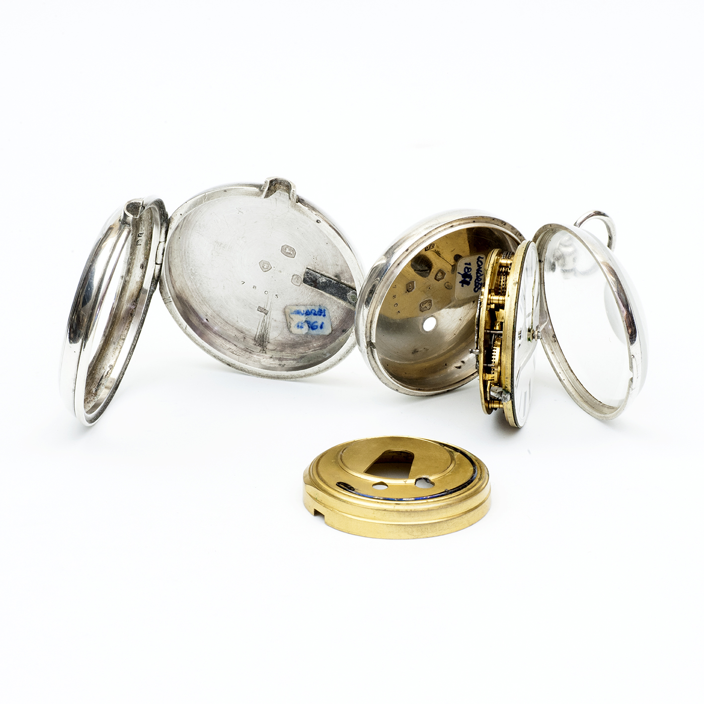 Reloj Inglés de bolsillo lepine, Verge Fusee (Catalino). Plata. Londres, año 1861. Reloj Inglés de bolsillo lepine, Verge Fusee (Catalino). Plata. Londres, año 1861.