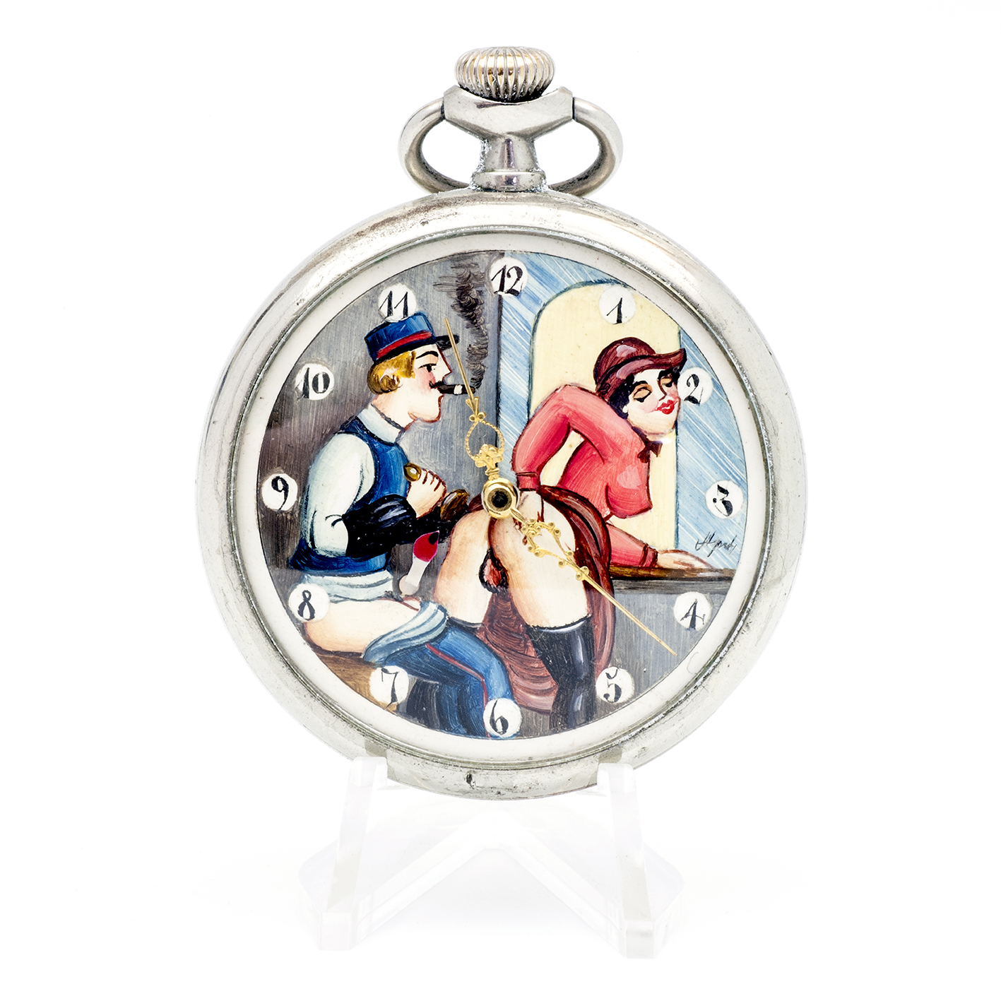 OMEGA. Reloj Erótico de Bolsillo. AUTOMATÓN. Lepine y Remontoir. Suiza, 1924. OMEGA. Reloj Erótico de Bolsillo. AUTOMATÓN. Lepine y Remontoir. Suiza, 1924.