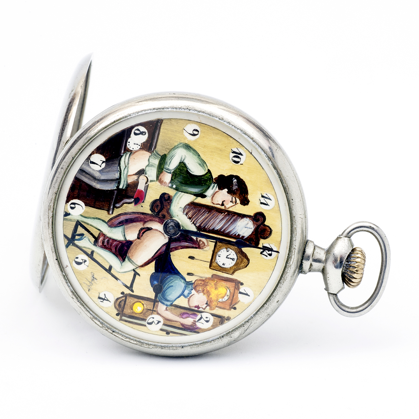 OMEGA. Reloj Erótico de Bolsillo. AUTOMATÓN. Lepine y Remontoir. Suiza, 1925. OMEGA. Reloj Erótico de Bolsillo. AUTOMATÓN. Lepine y Remontoir. Suiza, 1925.