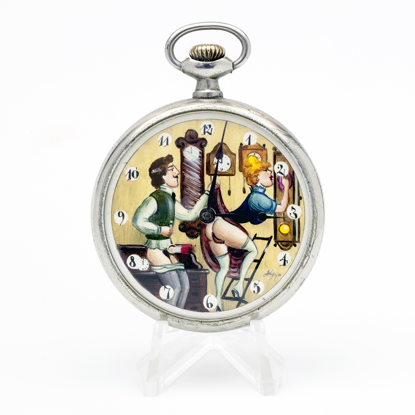 OMEGA. Reloj Erótico de Bolsillo. AUTOMATÓN. Lepine y Remontoir. Suiza, 1925. OMEGA. Reloj Erótico de Bolsillo. AUTOMATÓN. Lepine y Remontoir. Suiza, 1925.