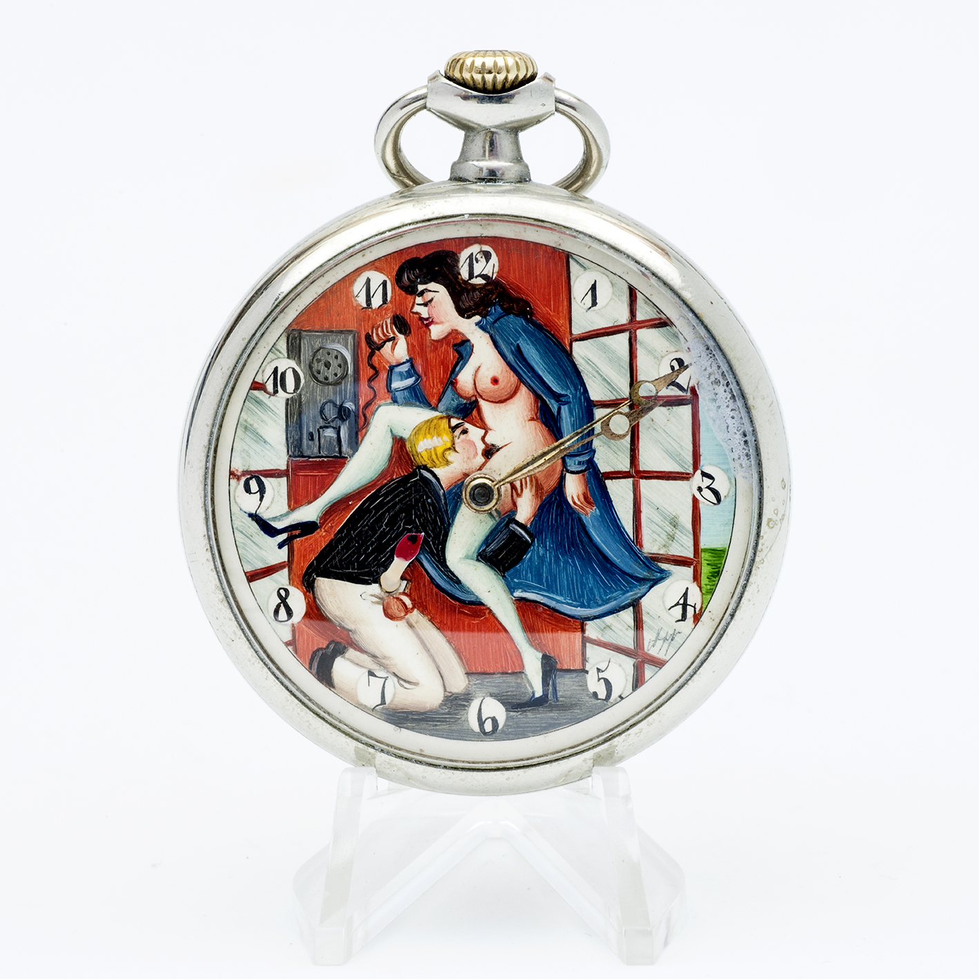 OMEGA. Reloj Erótico de Bolsillo. AUTOMATÓN. Lepine y Remontoir. Suiza, 1930. OMEGA. Reloj Erótico de Bolsillo. AUTOMATÓN. Lepine y Remontoir. Suiza, 1930.