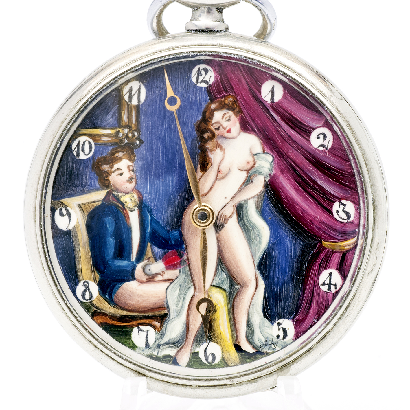 OMEGA. Reloj Erótico de Bolsillo. AUTOMATÓN. Lepine y Remontoir. Suiza, 1935. OMEGA. Reloj Erótico de Bolsillo. AUTOMATÓN. Lepine y Remontoir. Suiza, 1935.