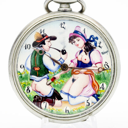 OMEGA. Reloj Erótico de Bolsillo. AUTOMATÓN. Lepine y Remontoir. Suiza, 1939.