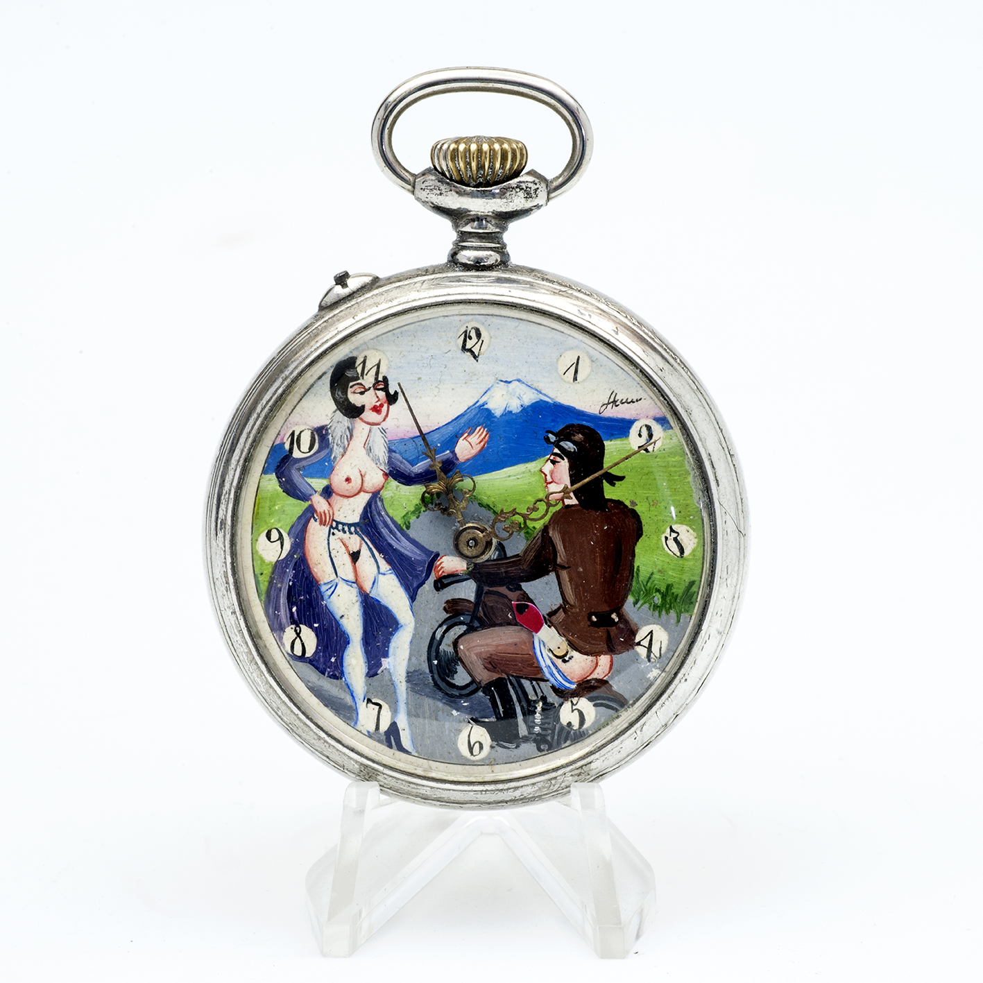 ASTRA (Gebrüder Junghans AG). Reloj erótico de bolsillo. AUTOMATÓN. Lepine y Remontoir. Plata. Alemania, ca. 1926 ASTRA (Gebrüder Junghans AG). Reloj erótico de bolsillo. AUTOMATÓN. Lepine y Remontoir. Plata. Alemania, ca. 1926