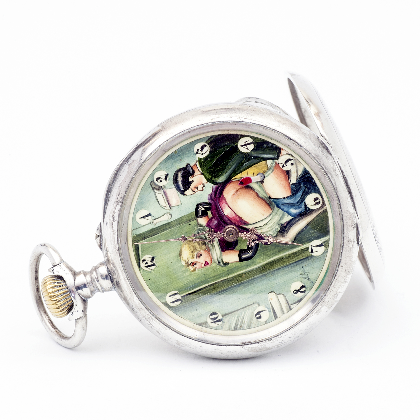 AUSTRIA. Reloj erótico de bolsillo. AUTOMATÓN. Lepine y Remontoir. Plata. Suiza, ca. 1910 AUSTRIA. Reloj erótico de bolsillo. AUTOMATÓN. Lepine y Remontoir. Plata. Suiza, ca. 1910