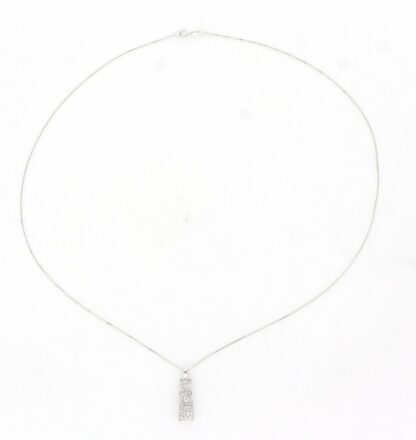 18k White Gold Pendant Necklace. With 0,69 ct Brilliant cut Diamonds. (F/G-VS/SI). 2,75 gr.