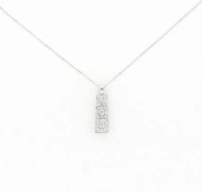 18k White Gold Pendant Necklace. With 0,69 ct Brilliant cut Diamonds. (F/G-VS/SI). 2,75 gr.