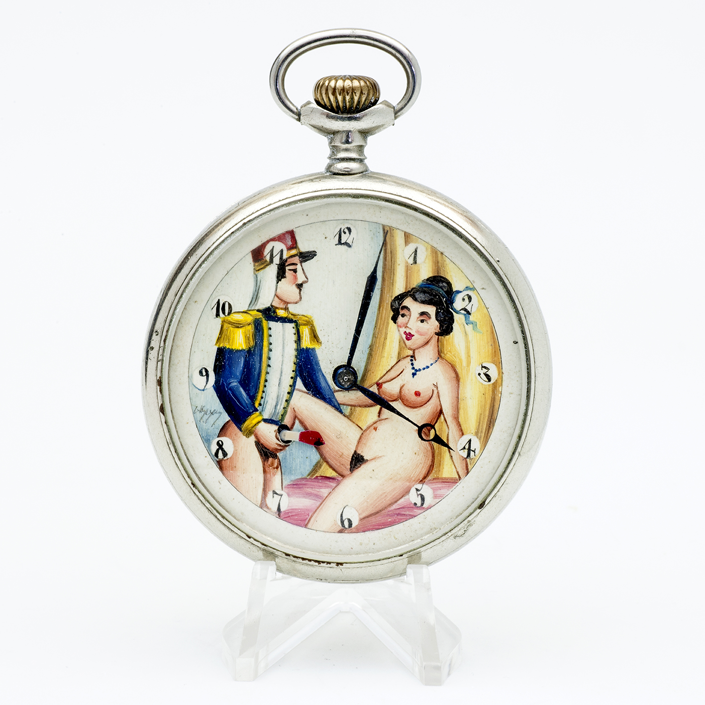 DOXA. Reloj erótico de bolsillo, lepine y remontoir. Automatón. Ca. 1906. DOXA. Reloj erótico de bolsillo, lepine y remontoir. Automatón. Ca. 1906.
