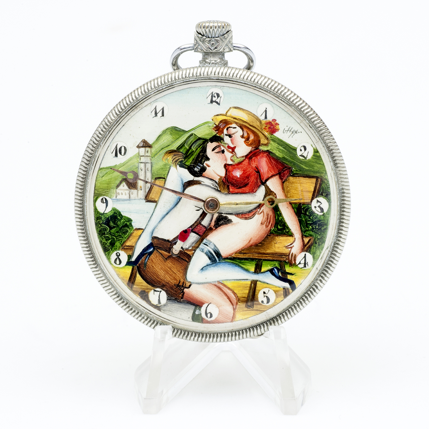 DOXA. Reloj erótico de bolsillo, lepine y remontoir. Automatón. Ca. 1925. DOXA. Reloj erótico de bolsillo, lepine y remontoir. Automatón. Ca. 1925.