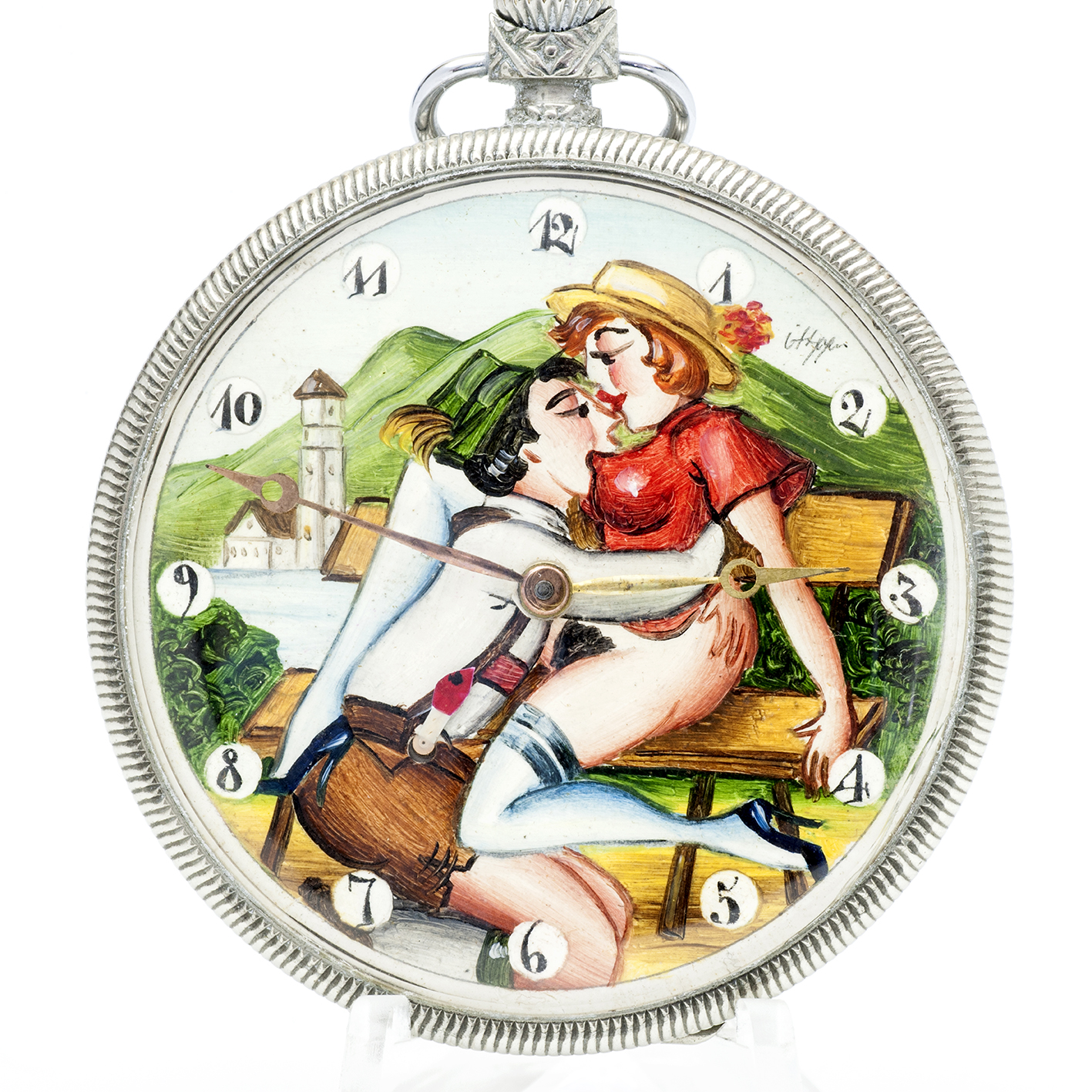 DOXA. Reloj erótico de bolsillo, lepine y remontoir. Automatón. Ca. 1925. DOXA. Reloj erótico de bolsillo, lepine y remontoir. Automatón. Ca. 1925.