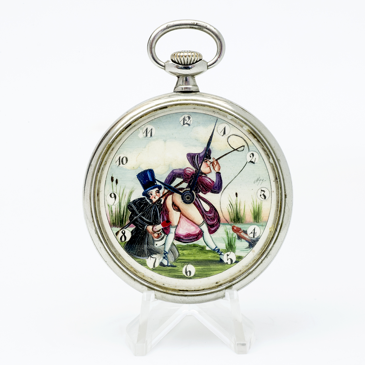 DOXA. Reloj erótico de bolsillo, lepine y remontoir. Automatón. Ca. 1925. DOXA. Reloj erótico de bolsillo, lepine y remontoir. Automatón. Ca. 1925.