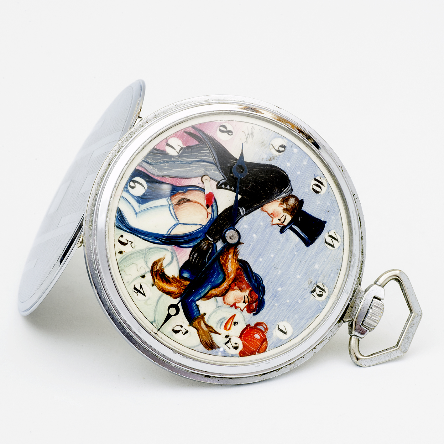 ERAX (Era Watch Co.) Reloj Suizo Erótico de Bolsillo. AUTOMATÓN. Lepine y Remontoir. Suiza, ca. 1930. ERAX (Era Watch Co.) Reloj Suizo Erótico de Bolsillo. AUTOMATÓN. Lepine y Remontoir. Suiza, ca. 1930.