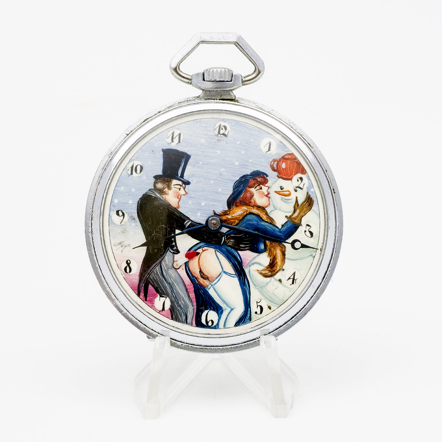 ERAX (Era Watch Co.) Reloj Suizo Erótico de Bolsillo. AUTOMATÓN. Lepine y Remontoir. Suiza, ca. 1930. ERAX (Era Watch Co.) Reloj Suizo Erótico de Bolsillo. AUTOMATÓN. Lepine y Remontoir. Suiza, ca. 1930.