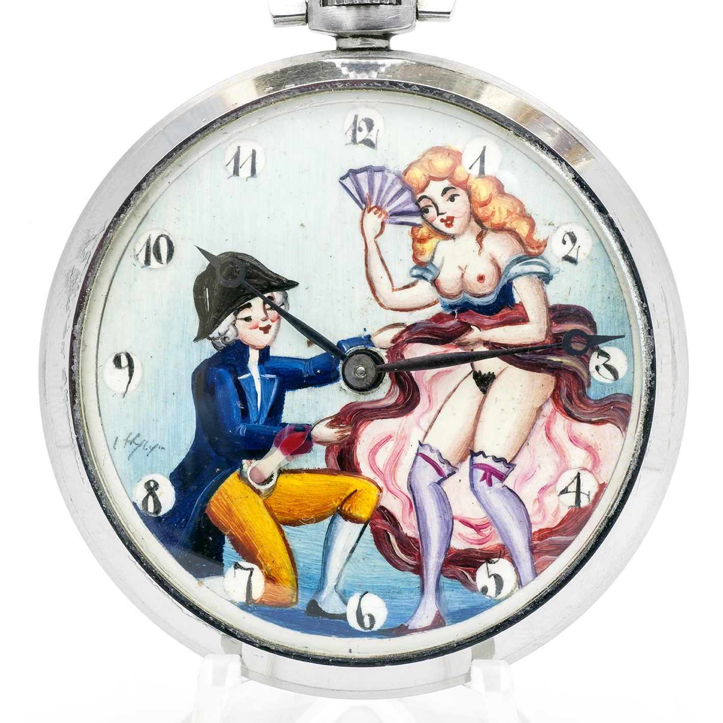 INVAR. Reloj Erótico de Bolsillo. AUTOMATÓN. Lepine y Remontoir. Suiza, ca. 1940. INVAR. Reloj Erótico de Bolsillo. AUTOMATÓN. Lepine y Remontoir. Suiza, ca. 1940.
