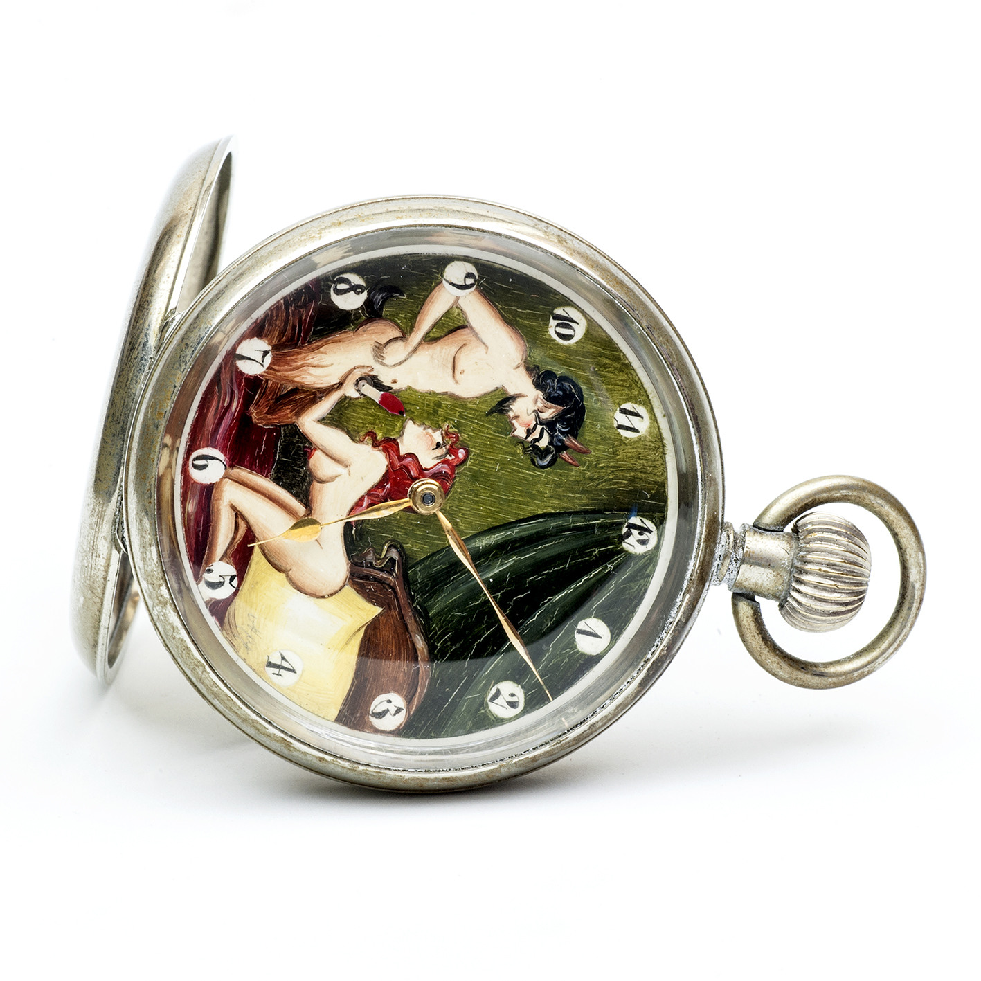 LIMIT, Modelo Nº2. Reloj Erótico de Bolsillo. AUTOMATÓN. Lepine y Remontoir. Suiza, ca. 1920. LIMIT, Modelo Nº2. Reloj Erótico de Bolsillo. AUTOMATÓN. Lepine y Remontoir. Suiza, ca. 1920.