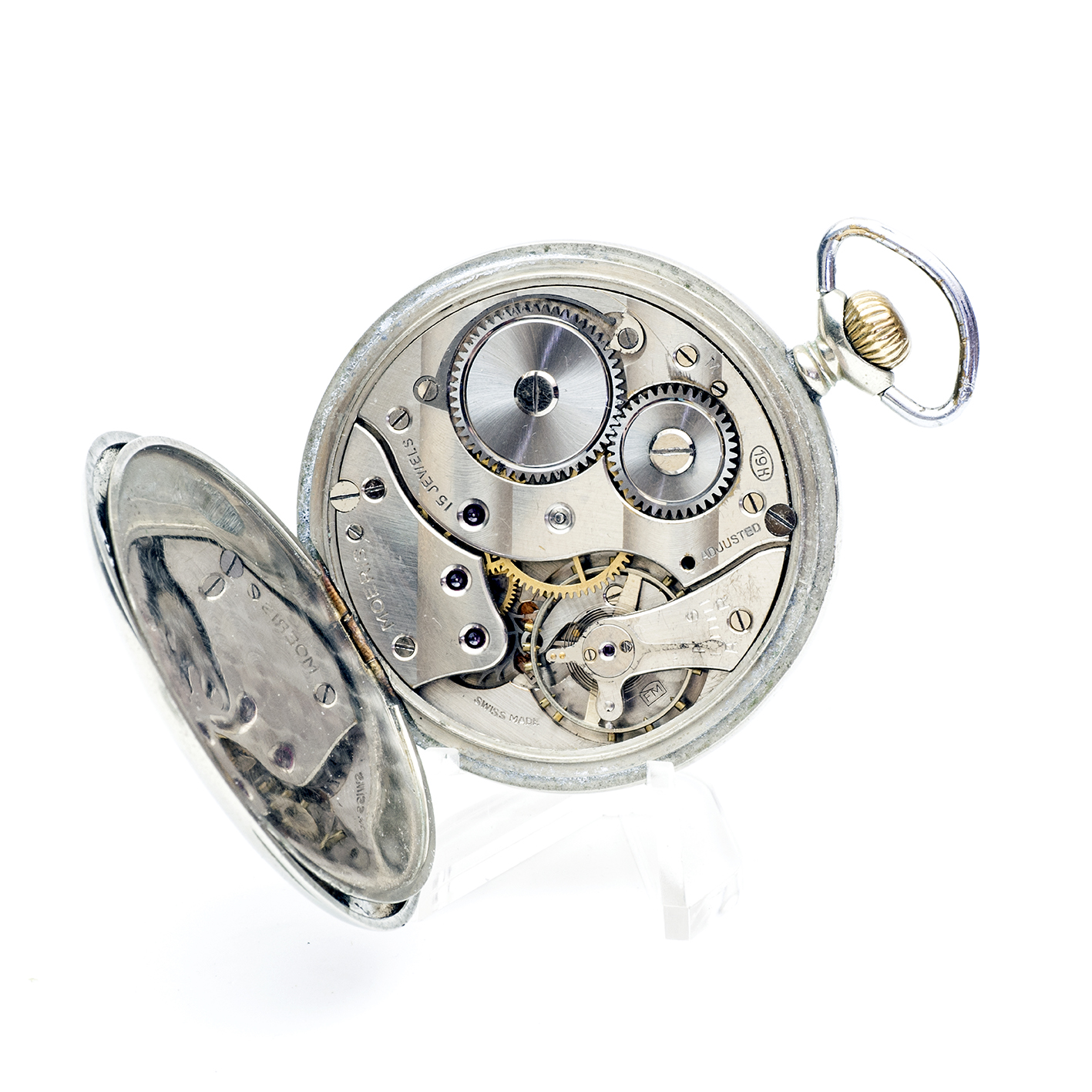 MOERIS FM (TISSOT) Reloj Suizo Erótico de Bolsillo. AUTOMATÓN. Lepine y Remontoir. Suiza, ca. 1960. MOERIS FM (TISSOT) Reloj Suizo Erótico de Bolsillo. AUTOMATÓN. Lepine y Remontoir. Suiza, ca. 1960.