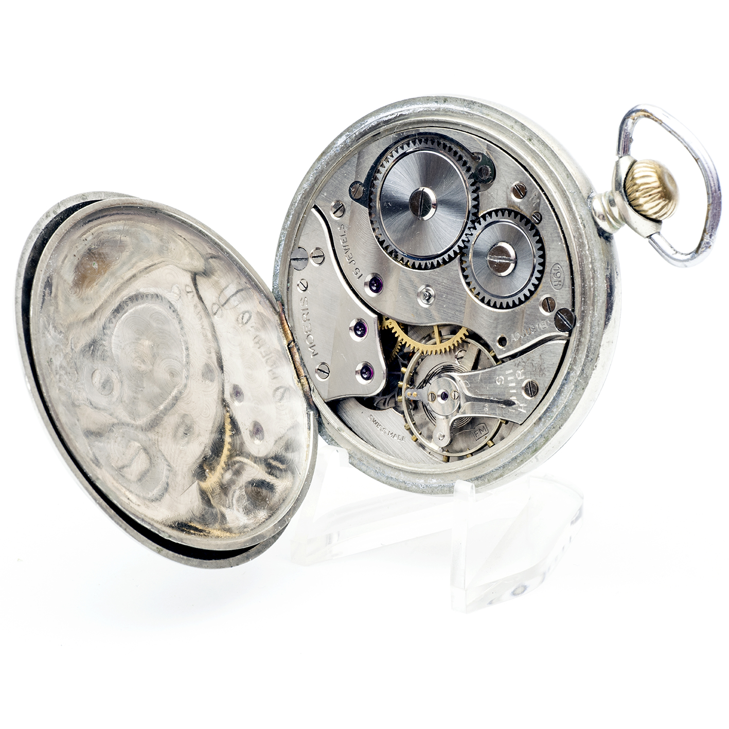 MOERIS FM (TISSOT) Reloj Suizo Erótico de Bolsillo. AUTOMATÓN. Lepine y Remontoir. Suiza, ca. 1960. MOERIS FM (TISSOT) Reloj Suizo Erótico de Bolsillo. AUTOMATÓN. Lepine y Remontoir. Suiza, ca. 1960.