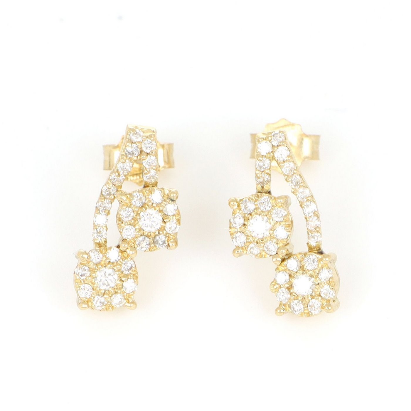 Pendientes en Oro Amarillo de 18k con 58 Diamantes talla Brillante de 0,72 ct. (F/G-VS/SI). 3,25 gr. Pendientes en Oro Amarillo de 18k con 58 Diamantes talla Brillante de 0,72 ct. (F/G-VS/SI). 3,25 gr.
