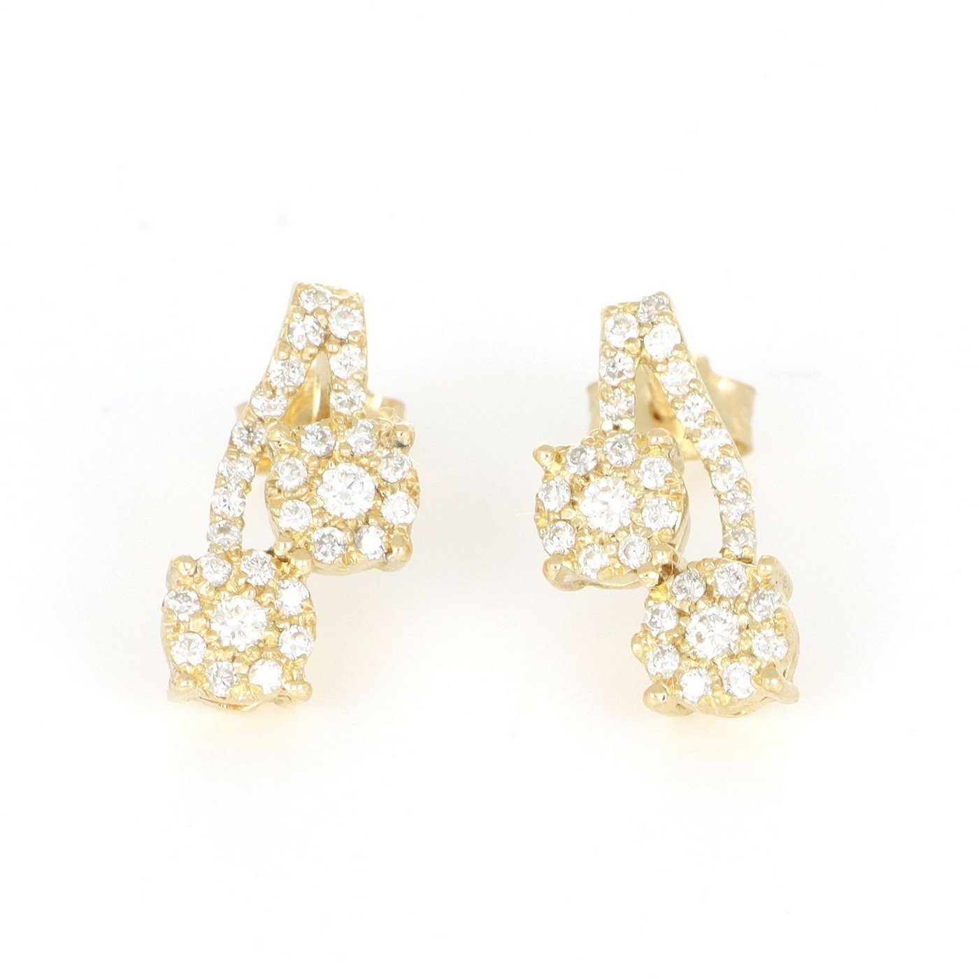 Pendientes en Oro Amarillo de 18k con 58 Diamantes talla Brillante de 0,72 ct. (F/G-VS/SI). 3,25 gr. Pendientes en Oro Amarillo de 18k con 58 Diamantes talla Brillante de 0,72 ct. (F/G-VS/SI). 3,25 gr.