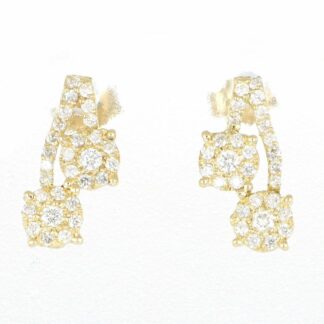 Boucles d'oreilles en or jaune 18 carats avec 58 diamants taille brillant de 0,72 ct. (F/G-VS/SI). 3,25 grammes.