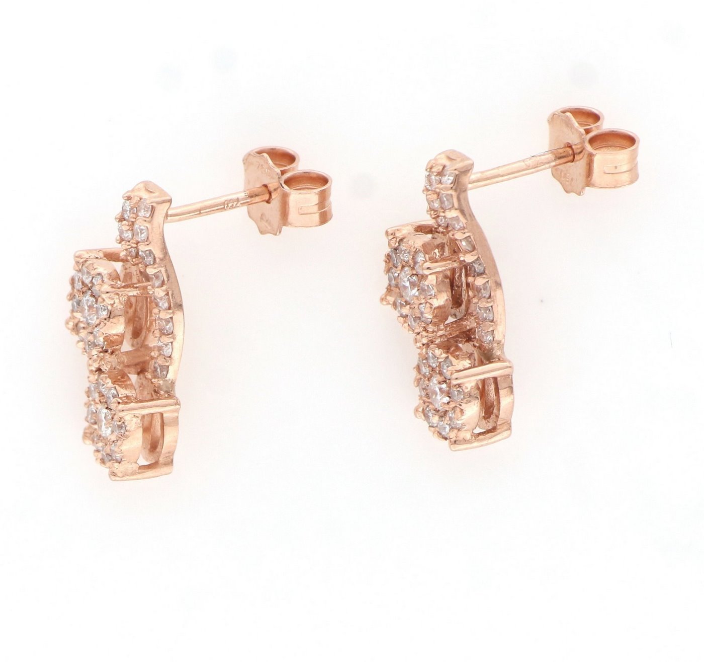 Pendientes en Oro Rosa de 18k con 58 Diamantes talla Brillante de 0,72 ct. (F/G-VS/SI). 3 gr. Pendientes en Oro Rosa de 18k con 58 Diamantes talla Brillante de 0,72 ct. (F/G-VS/SI). 3 gr.