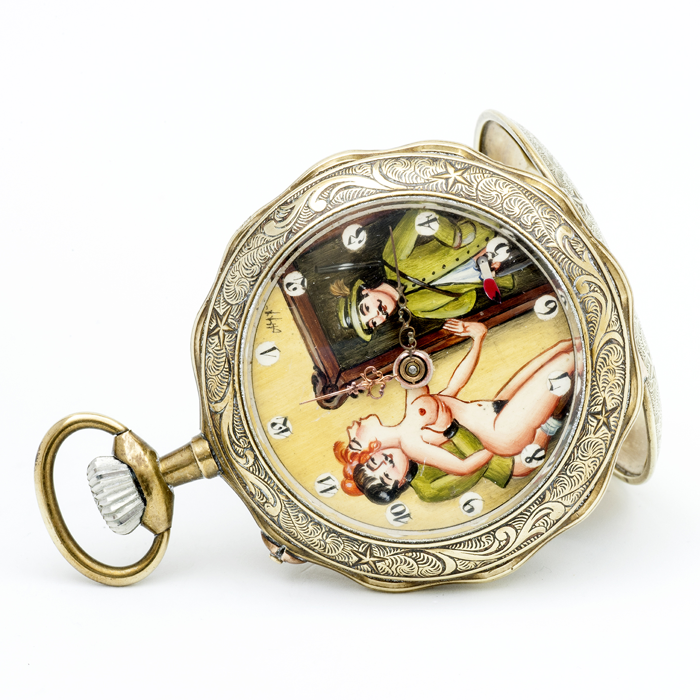 PERFECTIONNE. Reloj erótico de bolsillo. AUTOMATÓN. Lepine y Remontoir. Alemania, ca. 1900 PERFECTIONNE. Reloj erótico de bolsillo. AUTOMATÓN. Lepine y Remontoir. Alemania, ca. 1900