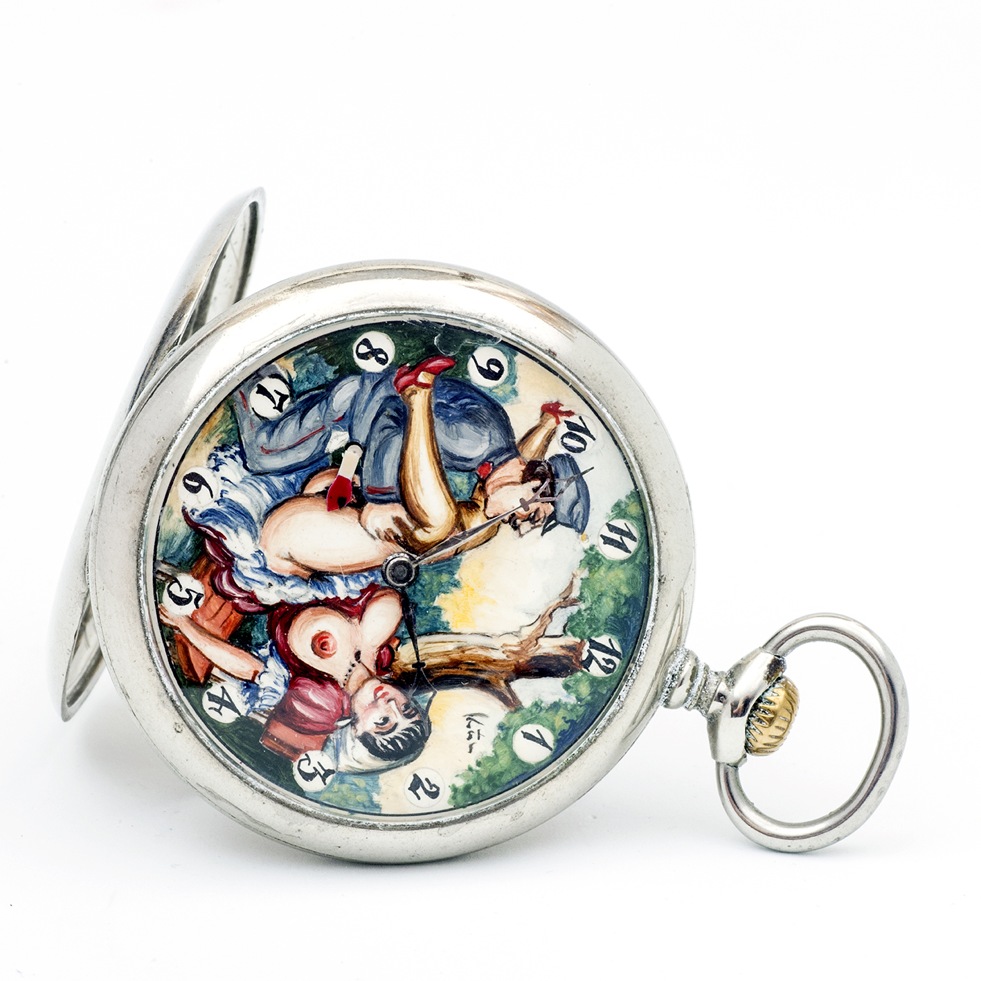 PHENIX. Reloj Erótico de Bolsillo. AUTOMATÓN. Lepine y Remontoir. Suiza, ca. 1940. PHENIX. Reloj Erótico de Bolsillo. AUTOMATÓN. Lepine y Remontoir. Suiza, ca. 1940.