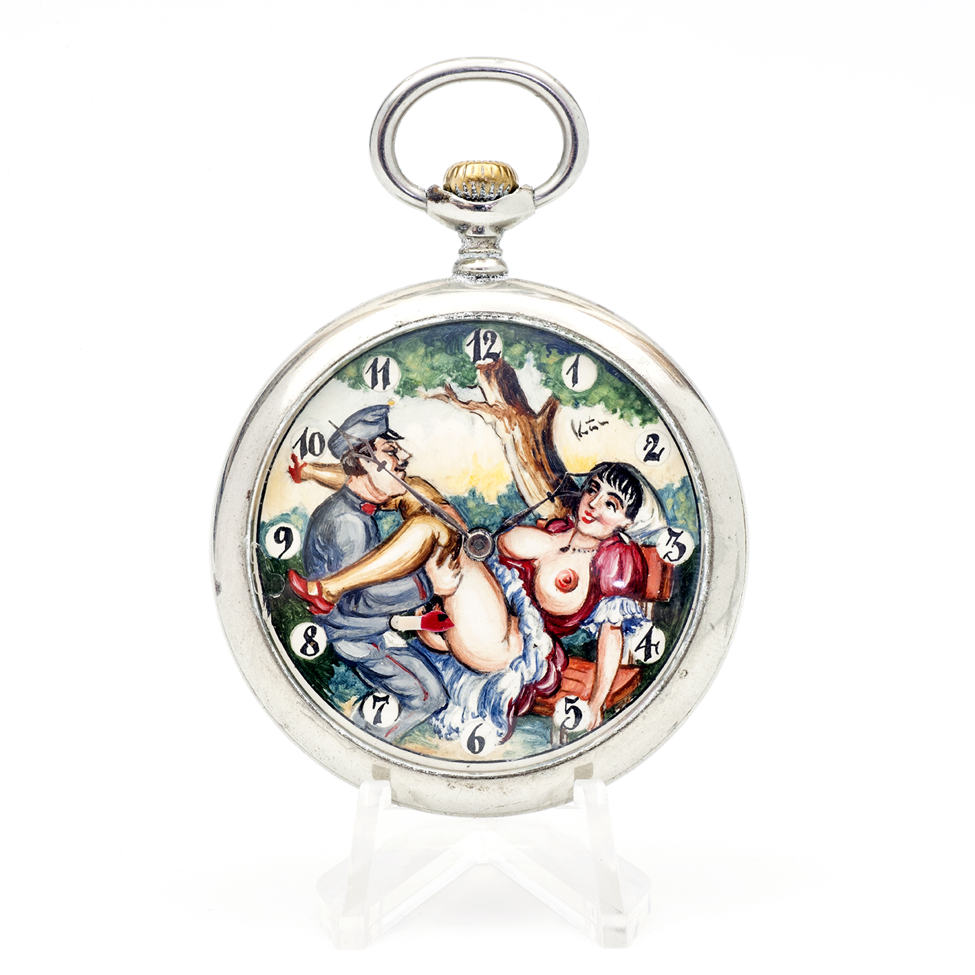 PHENIX. Reloj Erótico de Bolsillo. AUTOMATÓN. Lepine y Remontoir. Suiza, ca. 1940. PHENIX. Reloj Erótico de Bolsillo. AUTOMATÓN. Lepine y Remontoir. Suiza, ca. 1940.