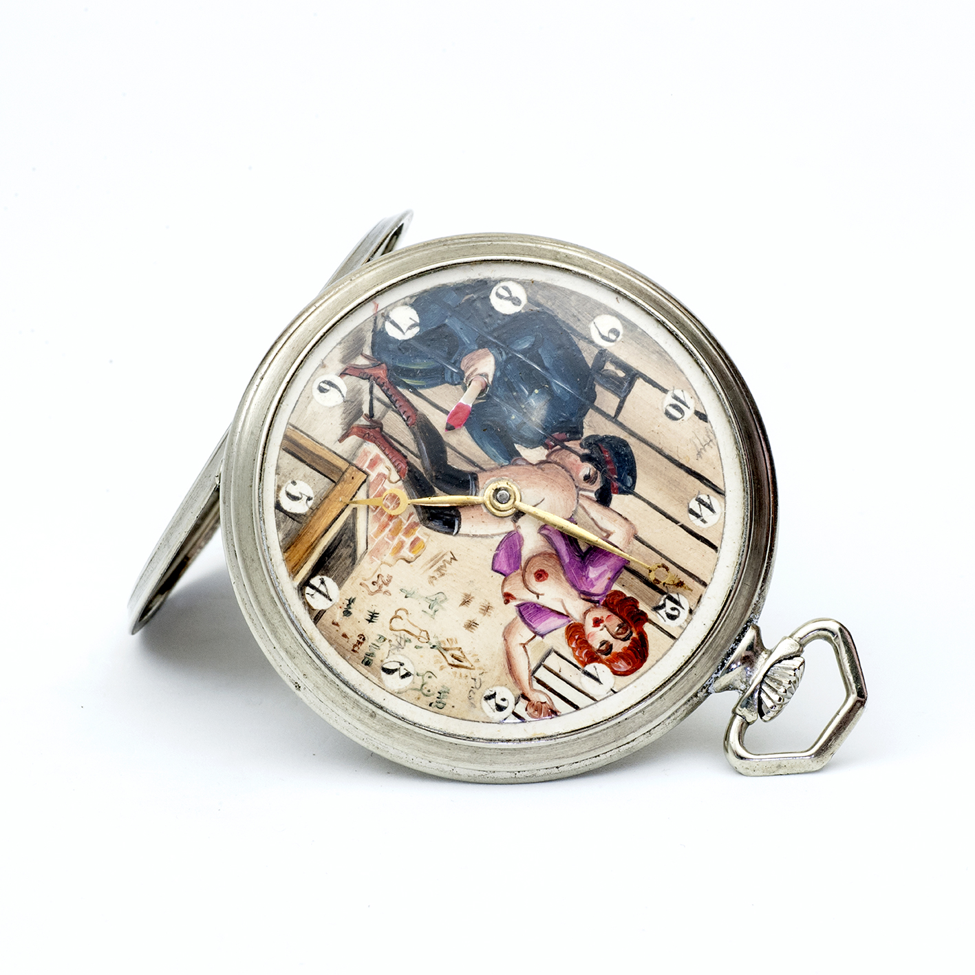TELLUS. Reloj Erótico de bolsillo, AUTOMATÓN, Lepine y Remontoir. Alemania, ca. 1925 TELLUS. Reloj Erótico de bolsillo, AUTOMATÓN, Lepine y Remontoir. Alemania, ca. 1925