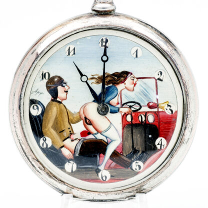 ZENITH. Reloj Erótico de Bolsillo, lepine y remontoir. Automatón. Plata. Año 1919.