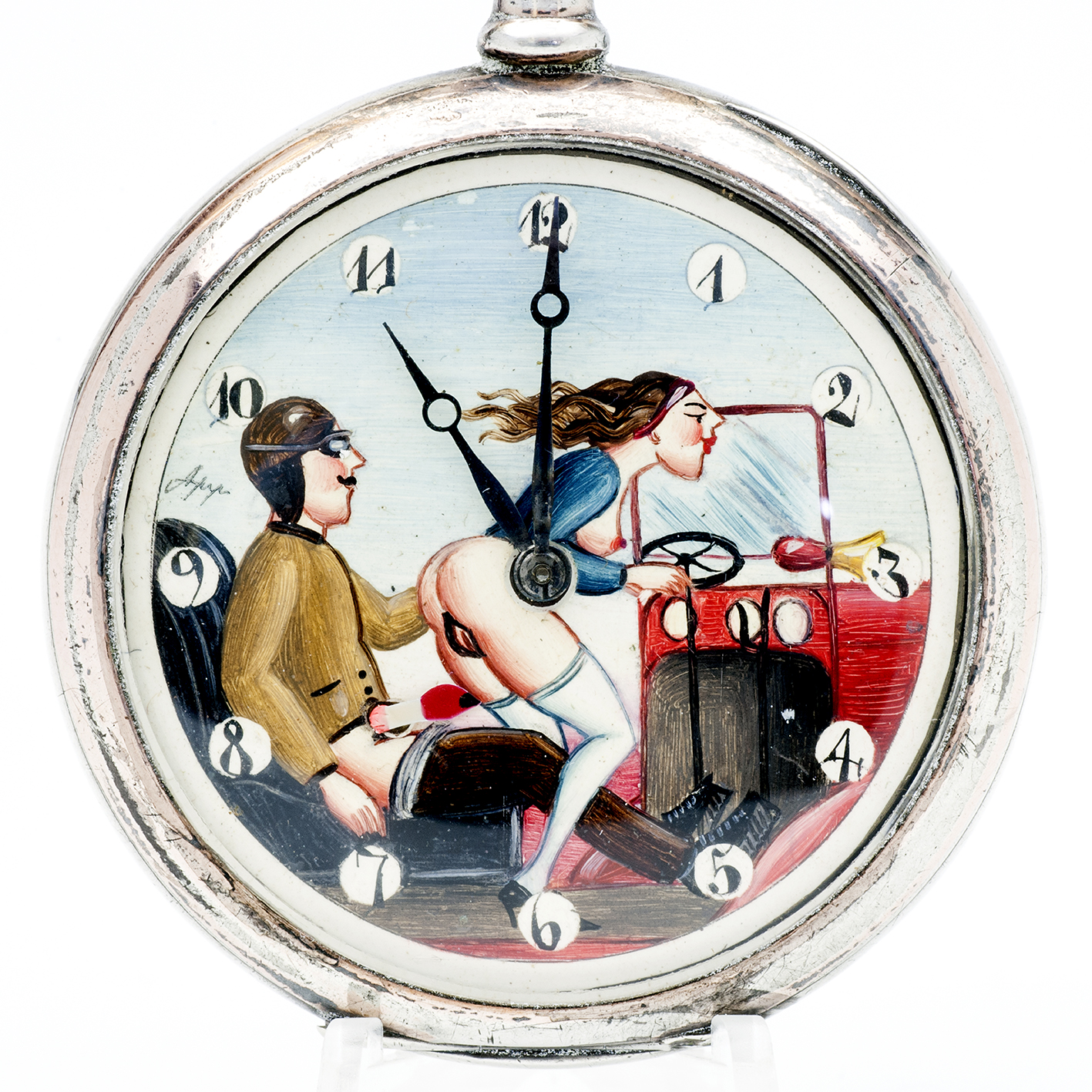 ZENITH. Reloj Erótico de Bolsillo, lepine y remontoir. Automatón. Plata. Año 1919. ZENITH. Reloj Erótico de Bolsillo, lepine y remontoir. Automatón. Plata. Año 1919.
