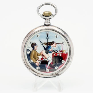 ZENITH. Erotic Pocket Watch, lepine and remontoir. Automaton. Silver. Year 1919.